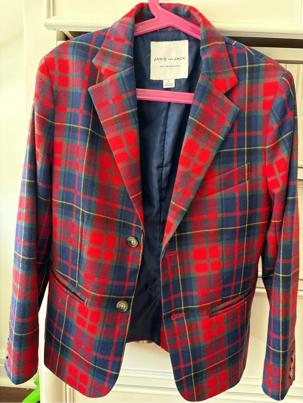 SOLD!🎉🎉🎉 Janie and Jack The Tartan Holiday Blazer Boys Size 8T Red Navy